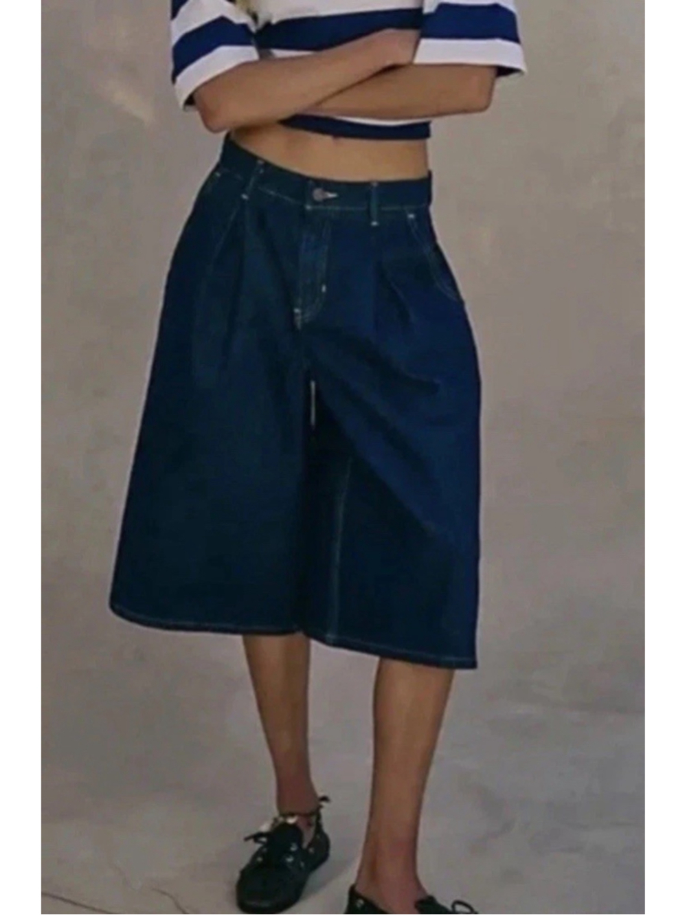 We The Free Free People CRVY Antonia Crop Culotte Jeans Dark Wash Wide Leg 32